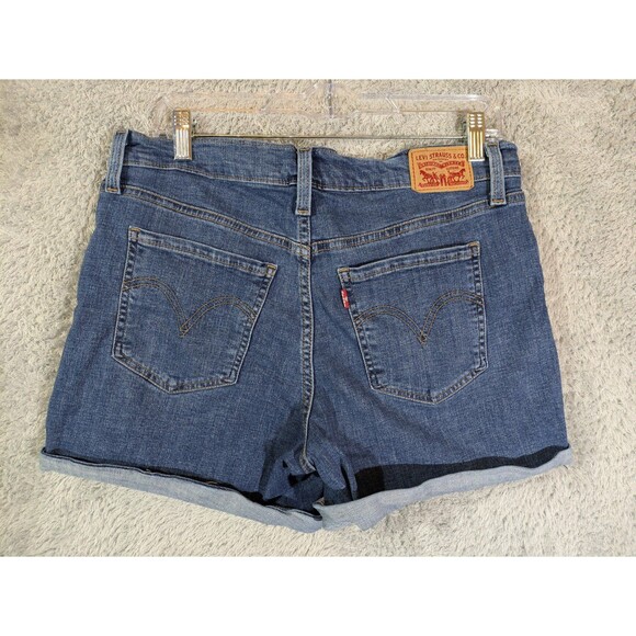 Levi's women's mid length jean shorts Size 31 rolled cuff distressed 4" length - Picture 6 of 9
